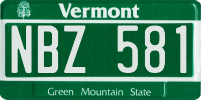 VT license plate NBZ581