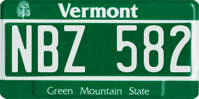 VT license plate NBZ582