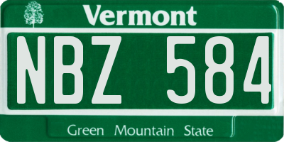 VT license plate NBZ584