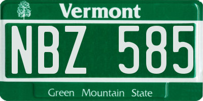 VT license plate NBZ585