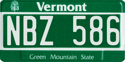 VT license plate NBZ586