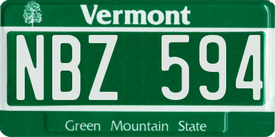 VT license plate NBZ594