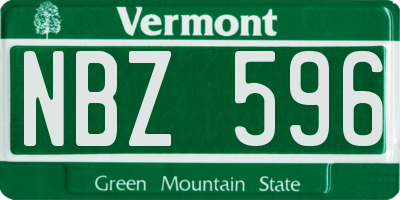 VT license plate NBZ596