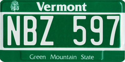 VT license plate NBZ597