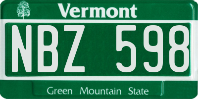 VT license plate NBZ598