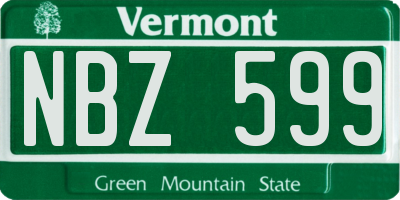 VT license plate NBZ599