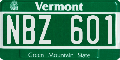 VT license plate NBZ601
