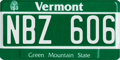 VT license plate NBZ606