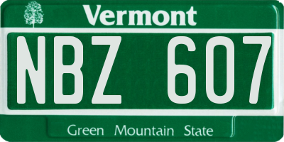 VT license plate NBZ607