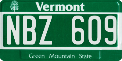 VT license plate NBZ609