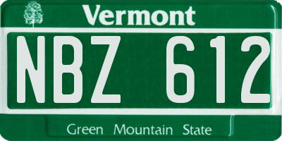VT license plate NBZ612