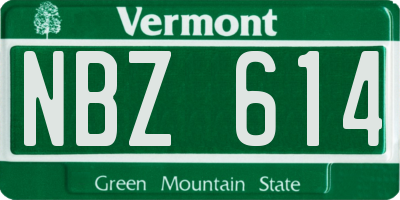 VT license plate NBZ614
