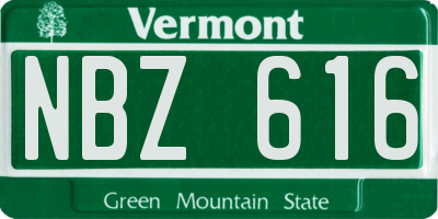 VT license plate NBZ616
