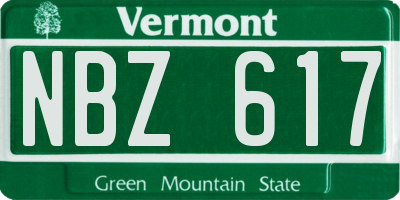 VT license plate NBZ617