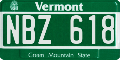VT license plate NBZ618
