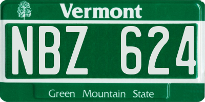 VT license plate NBZ624