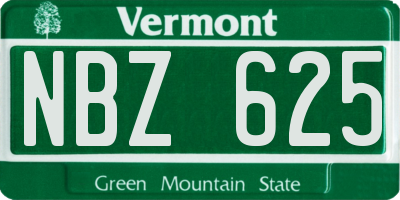 VT license plate NBZ625