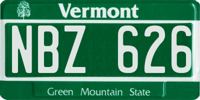VT license plate NBZ626