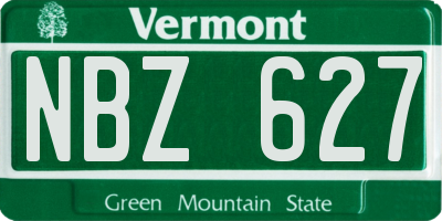 VT license plate NBZ627