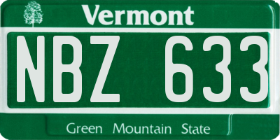 VT license plate NBZ633