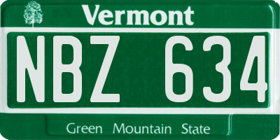 VT license plate NBZ634