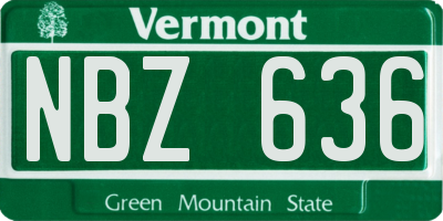 VT license plate NBZ636