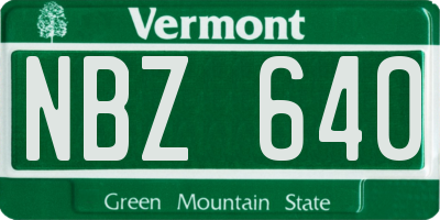 VT license plate NBZ640