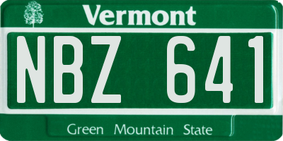 VT license plate NBZ641