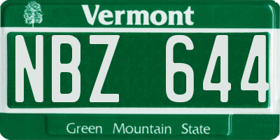 VT license plate NBZ644