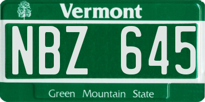 VT license plate NBZ645