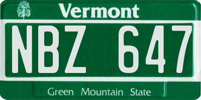 VT license plate NBZ647
