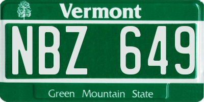 VT license plate NBZ649