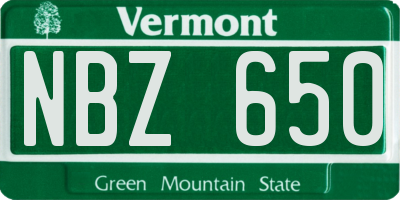 VT license plate NBZ650