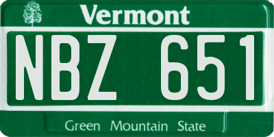 VT license plate NBZ651