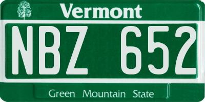 VT license plate NBZ652