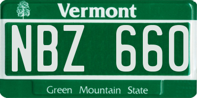 VT license plate NBZ660