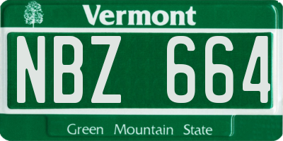 VT license plate NBZ664