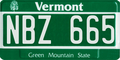 VT license plate NBZ665
