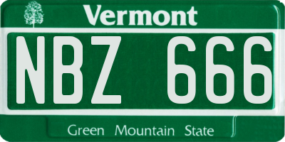 VT license plate NBZ666
