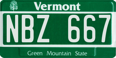 VT license plate NBZ667