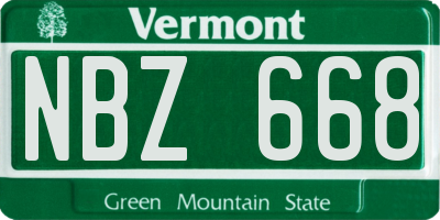 VT license plate NBZ668