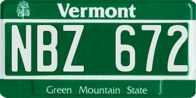 VT license plate NBZ672