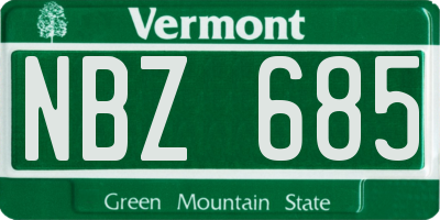 VT license plate NBZ685