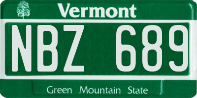 VT license plate NBZ689