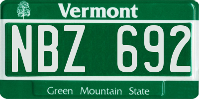 VT license plate NBZ692