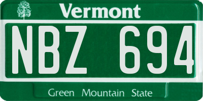 VT license plate NBZ694