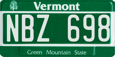 VT license plate NBZ698