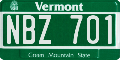 VT license plate NBZ701