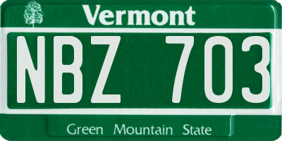 VT license plate NBZ703