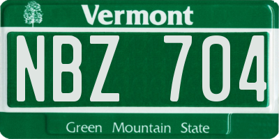 VT license plate NBZ704